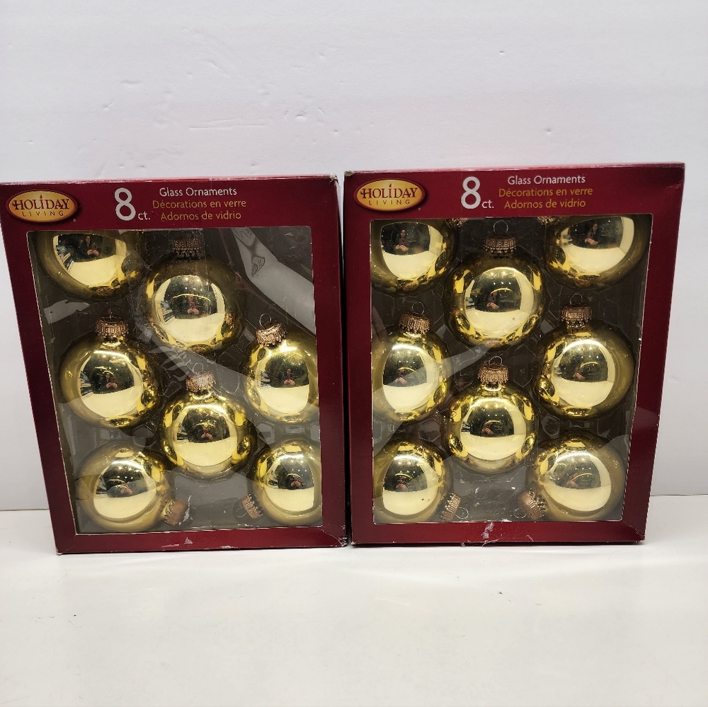 15 Vintage Christmas By Krebs Gold Glass Ornaments